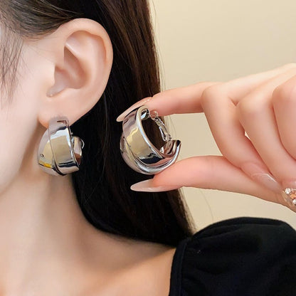 Brincos de pino em forma de folha de aço inoxidável para mulheres e meninas joias da moda da moda de alta qualidade elegantes e delicadas ideias de presente