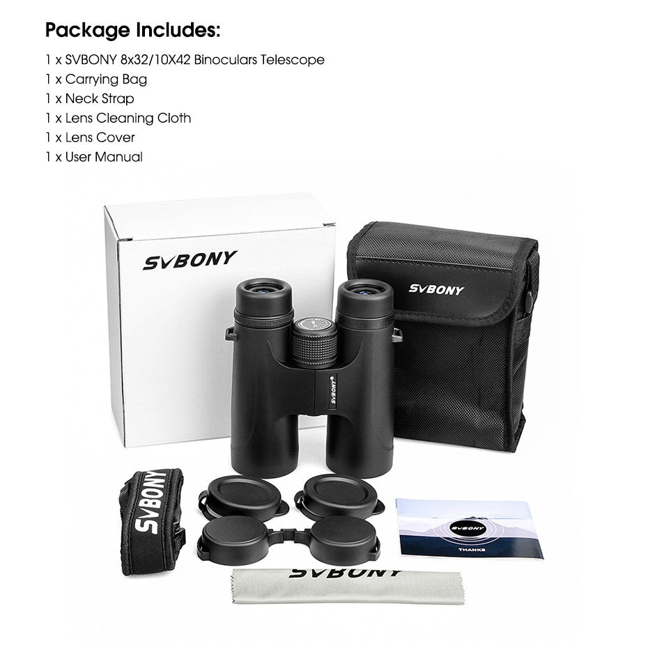 Binóculos Svbony F9333A/F9333B 10X42/8X32 Telescópio Potente Profissional HD De Longo Alcance Equipamento de Acampamento Para Viagens e Sobrevivência