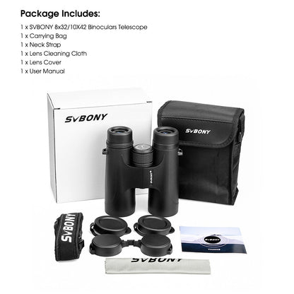 Binóculos Svbony F9333A/F9333B 10X42/8X32 Telescópio Potente Profissional HD De Longo Alcance Equipamento de Acampamento Para Viagens e Sobrevivência