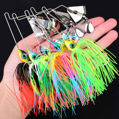 Isca artificial 5Pcs Spinnerbait Bass jig Weedless Buzzbait Wobbler Chatterbait para robalo, lúcio, truta, pesca esportiva