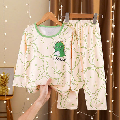 Girls Pajamas Spring Autumn Children Pajamas Long Sleeve Cartoon Kids Sleepwear Robe Children's Clothing Mother