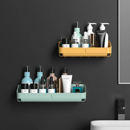Rack de Conveniência para Banheiro Cozinha Prateleira Organizador de Maquiagem Cosméticos Shampoo Rack Prateleira de Chuveiro de Parede para Temperos Sem Perfuração