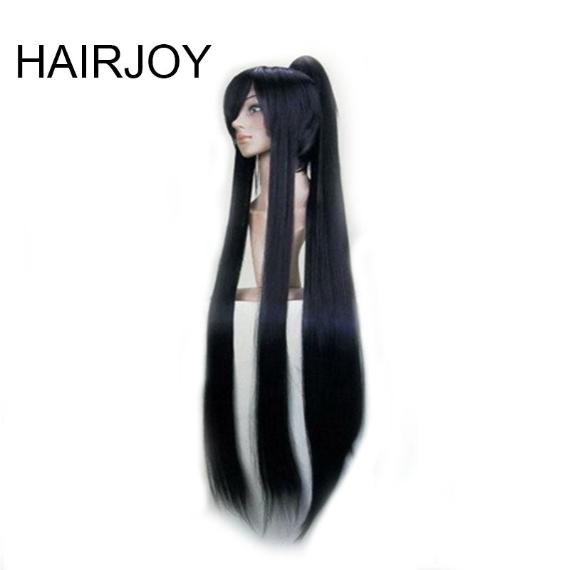 HAIRJOY Perucas sintéticas de cosplay de cabelo longo rabo de cavalo preto roxo vermelho cinza de fibra de alta temperatura