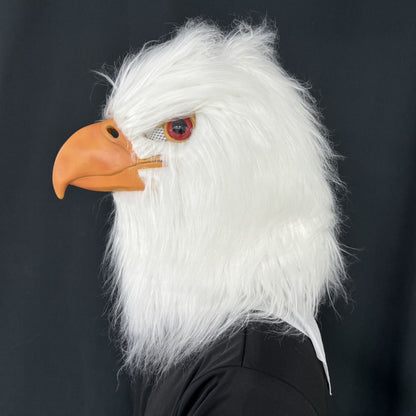 White Eagle Latex Mask – Realistic Bird Head Costume Feathers For Adults Halloween Party Cosplay Animal Prop Masquerade Carnival
