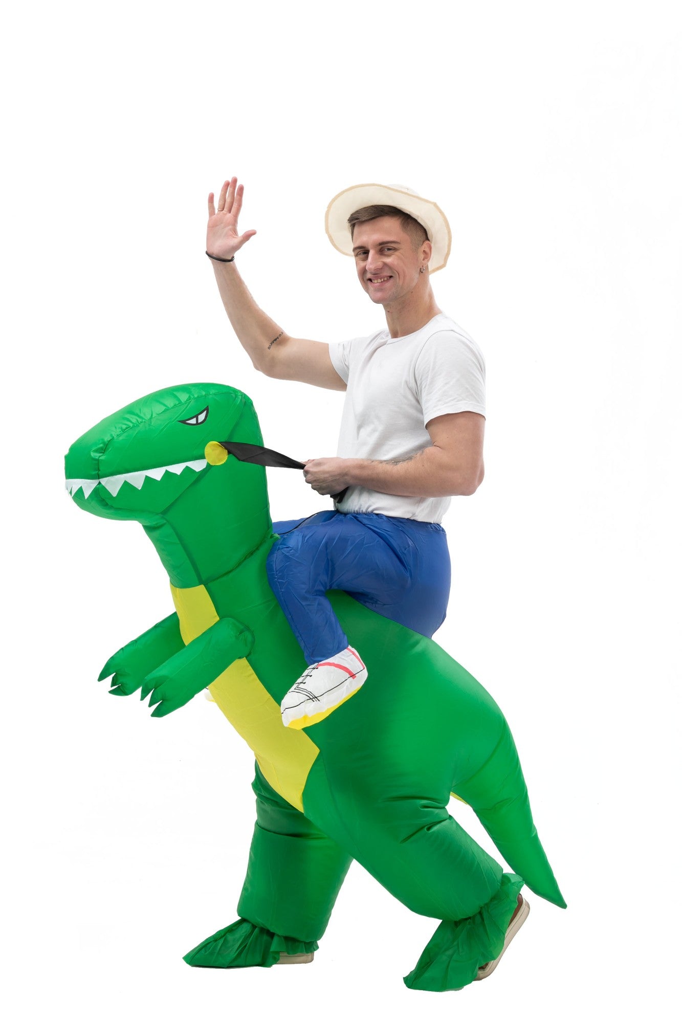 Funny dinosaur inflatable costume set  Riding jumpsuit cosplay outfit  High-impact hilarious costume Halloween attire