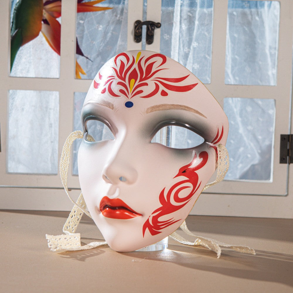 Beautiful Woman Mask Full Face Chinese Ancient Style DIY Hand-painted Decor for Masquerade Party Props Hanfu Costume Accessories