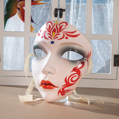 Beautiful Woman Mask Full Face Chinese Ancient Style DIY Hand-painted Decor for Masquerade Party Props Hanfu Costume Accessories