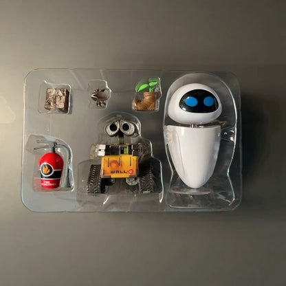 Conjunto de bonecos WALL E e EVE em PVC, brinquedos colecionáveis, 9 cm