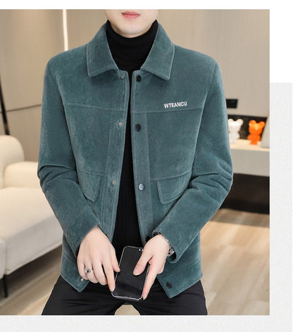 2022 Winter Wool Blends Jacket Plush Velvet and Short Thicken Trench Coat Casual Business Woolen Overcoat Social Men Clothing