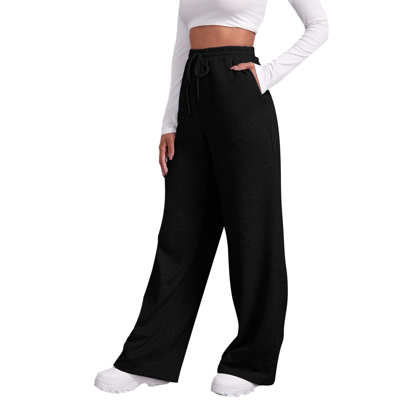 Women’s Fleece Lined Sweatpants Wide Straight Leg Pants Bottom Winter Warm Pants Daily Casual Jogger Sweatpants Sports Trousers