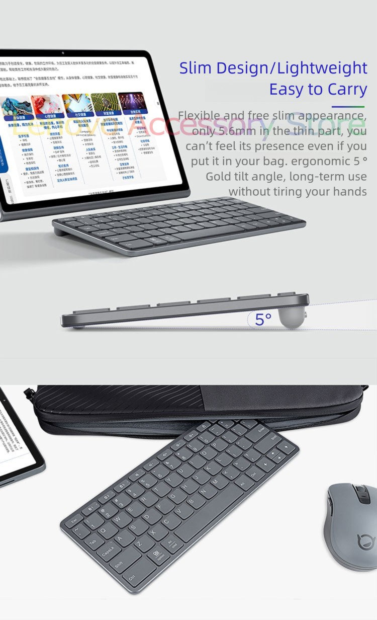 Teclado Bluetooth sem fio Lenovo Xiaoxin Air conecta 3 dispositivos Windows10 iPadOS15 Android10 para laptop, notebook, tablet, celular
