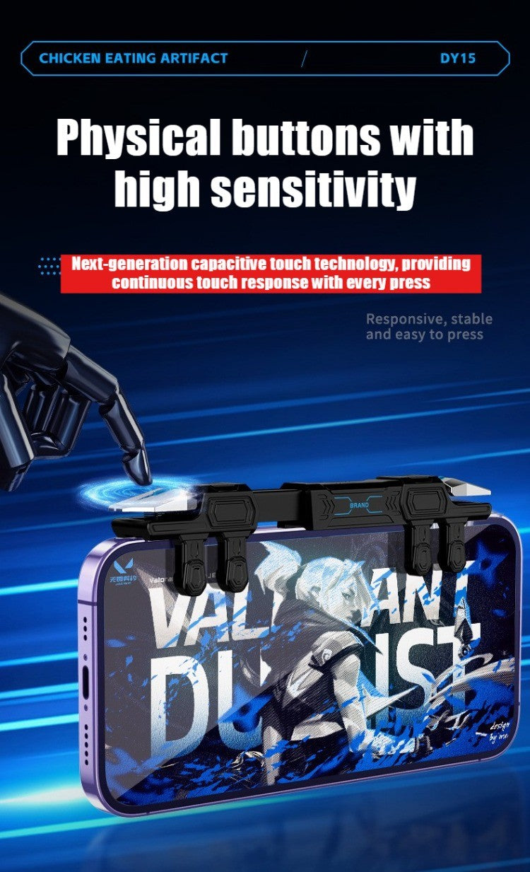 DY15 Mobile PUBG Game Trigger Aim Shooting ABS Alloy Key Button Six Finger Stretchable Sensitive Game Controller for IOS Android