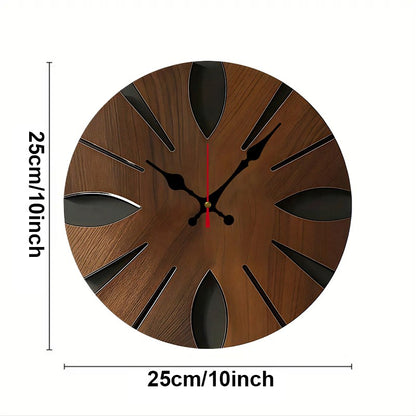 Irregular Shape Wooden Round Silent Hanging Wall Clock, Suitable For Living Room, Office, Study Room, Bedroom, Home Decoration
