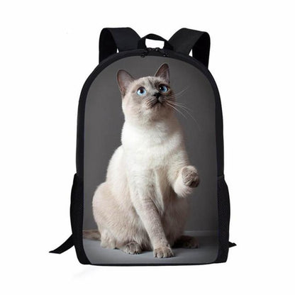 Mochilas de cadernos populares de gato da moda Mochilas escolares para alunos Mochilas para laptop de meninos/meninas à prova d'água de Oxford com estampa 3D