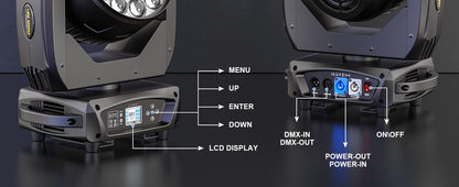 2PCS 19x15W RGBW LED Moving Head Light Beam Focusing Lights Stage Effect Lighting Projector for Disco Party Concert Theater Club