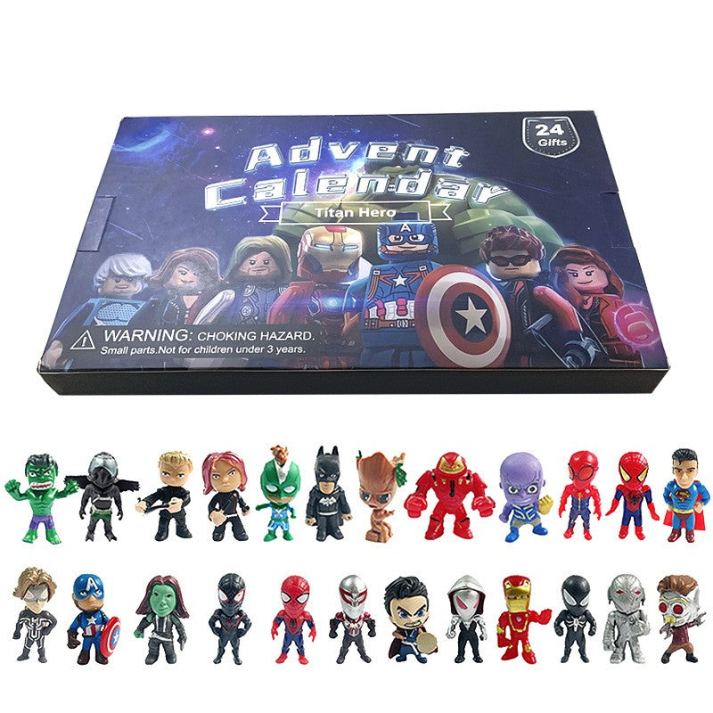 Marvel Christmas Advent Calendar Box Disney Mini Q Version Hulk Anime Figure Spiderman Iron Man Kids Toys 24pcs Figure Gift Box