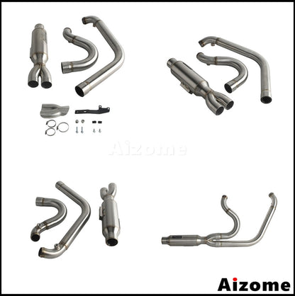 Motorcycle Racing 2-in-1 Exhaust Muffler 2.2" TIG Welded For Harley Dyna Fat Bob Street Bob Low Rider Super Wide Glide 2006-2017