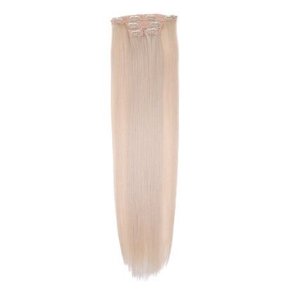 FASHION IDOL Long Straight Hairstyle 8 Clips In Hair Extensions Blonde 60CM Natural Synthetic Hair Daily Use Hairpiece Fake Hair