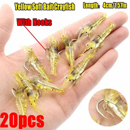 10/20/30 PEÇAS Isca Macia de Camarão para Pesca com Anzol, Iscas Artificiais Crankbaits para Pesca, Iscas Artificiais Wobblers para Pesca de Arrasto