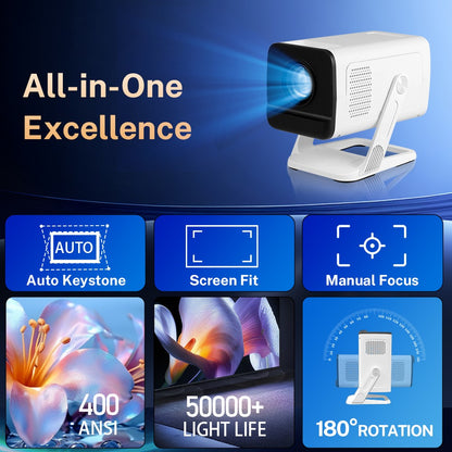LYNCAST X1AR portable mini Projector 720P Bluetooth5.0  Supports 4K video with 180 degree rotation