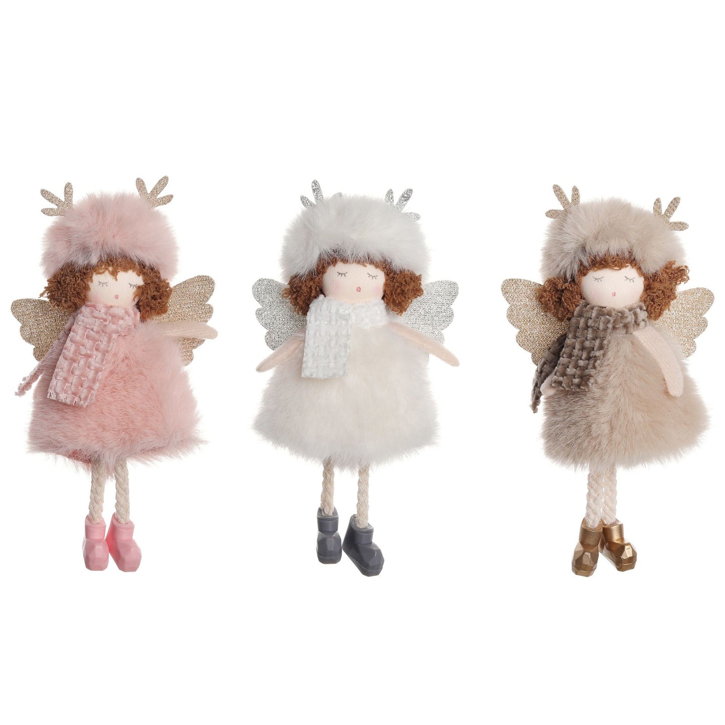 Christmas plush antlers angel girl pendant Christmas tree pendant creative doll pendant gift