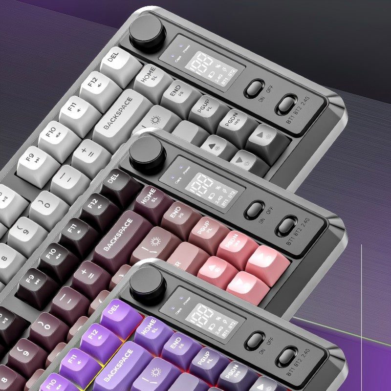 Teclado sem fio com tela M75, Bluetooth Dual-mode, teclas esféricas PBT gradiente, teclado gamer