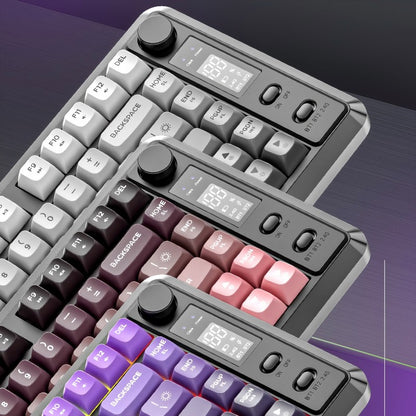 Teclado sem fio com tela M75, Bluetooth Dual-mode, teclas esféricas PBT gradiente, teclado gamer