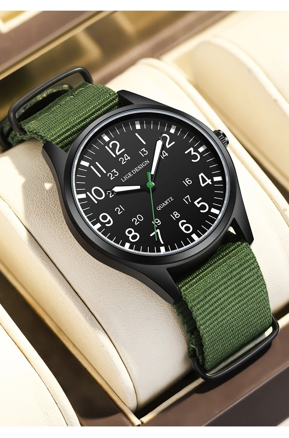 LIGE Top Brand Luxury Men Quartz Watch Date Nylon Leather Waterproof Luminous Military Sports Watches For Men relogios masculino