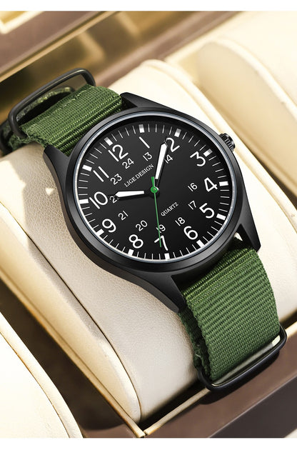LIGE Top Brand Luxury Men Quartz Watch Date Nylon Leather Waterproof Luminous Military Sports Watches For Men relogios masculino