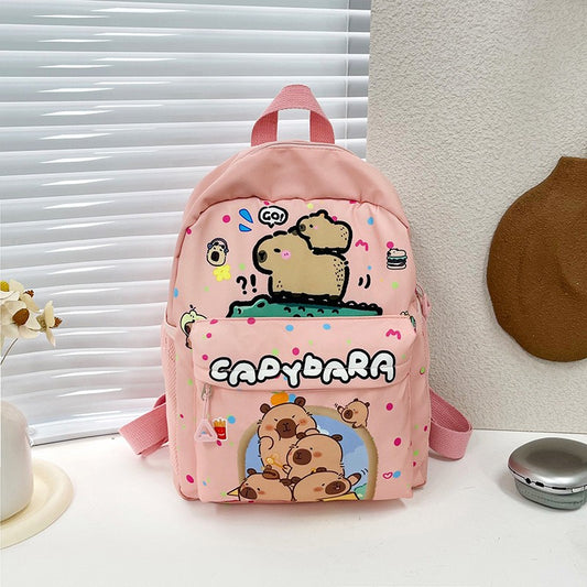 Creative Cute Capybara Backpack Large Capacity Cartoon Animal Lightweight Multi Functional Schoolbag  Kids Boys Girls Rucksack