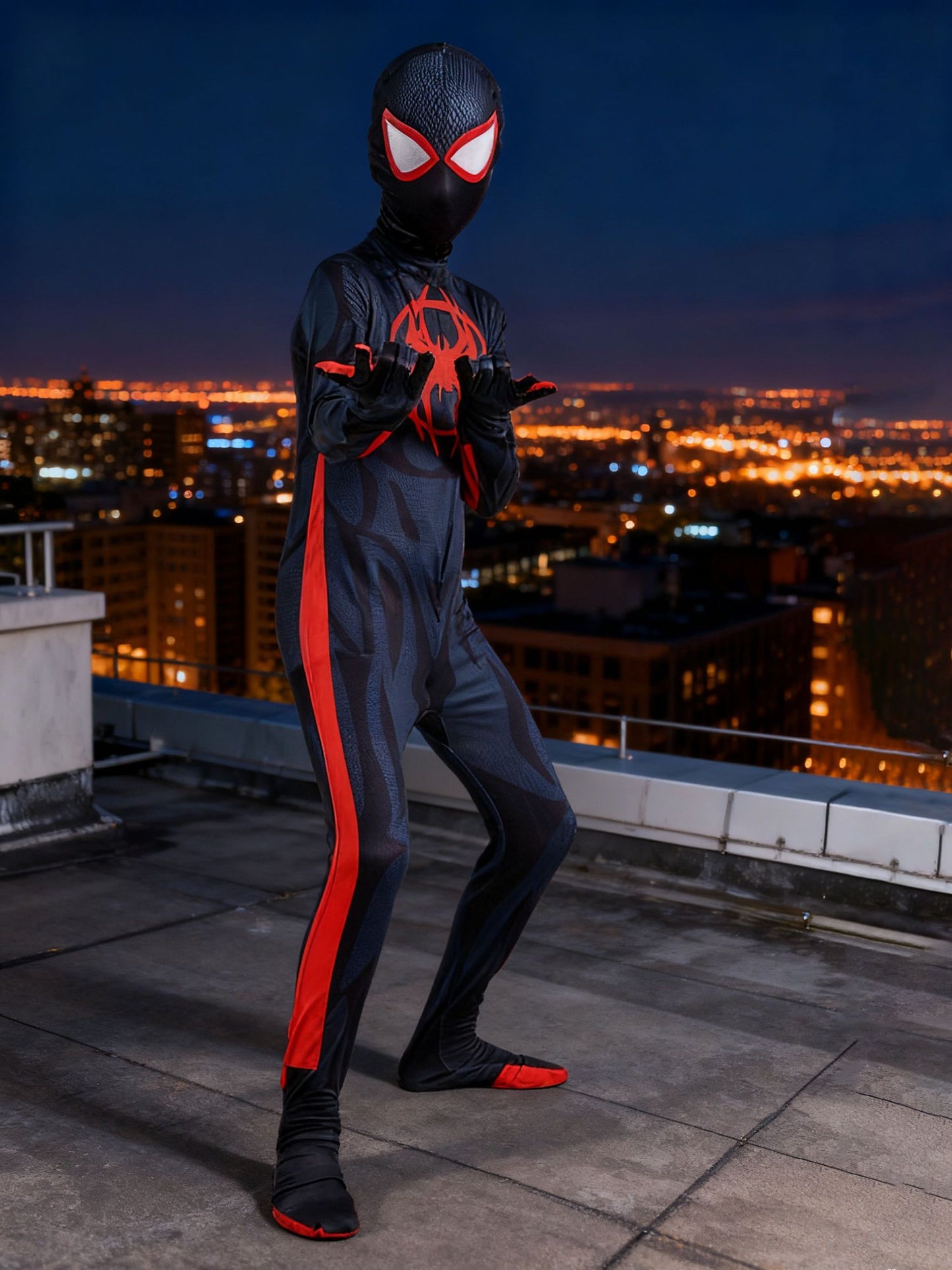 Kids Hero Costume Jumpsuit with Mask - Full Body Zip Up Outfit for Boys Halloween Birthday Party Cosplay Dress Up