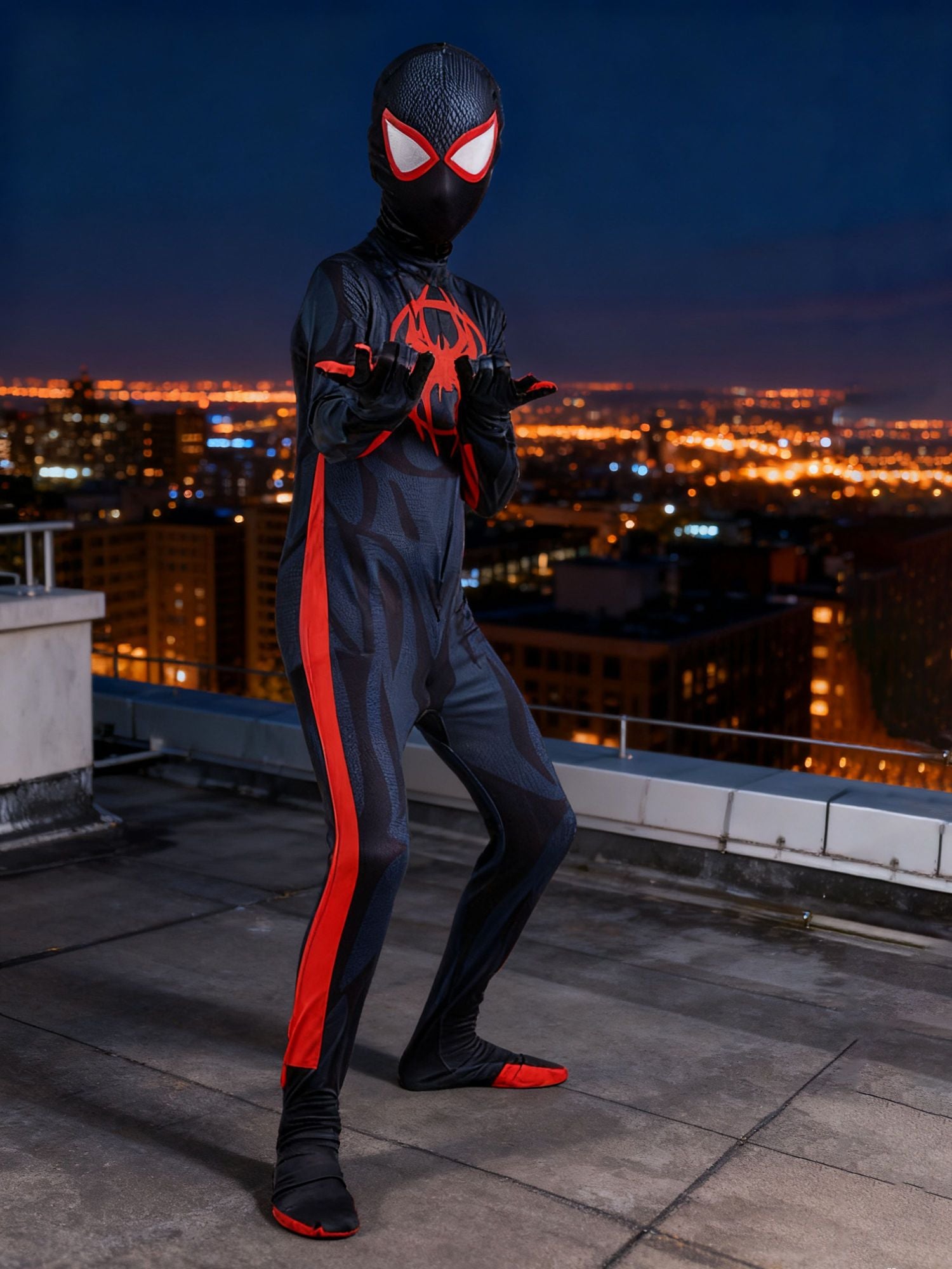 Kids Hero Costume Jumpsuit with Mask - Full Body Zip Up Outfit for Boys Halloween Birthday Party Cosplay Dress Up