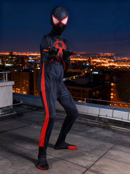 Kids Hero Costume Jumpsuit with Mask - Full Body Zip Up Outfit for Boys Halloween Birthday Party Cosplay Dress Up