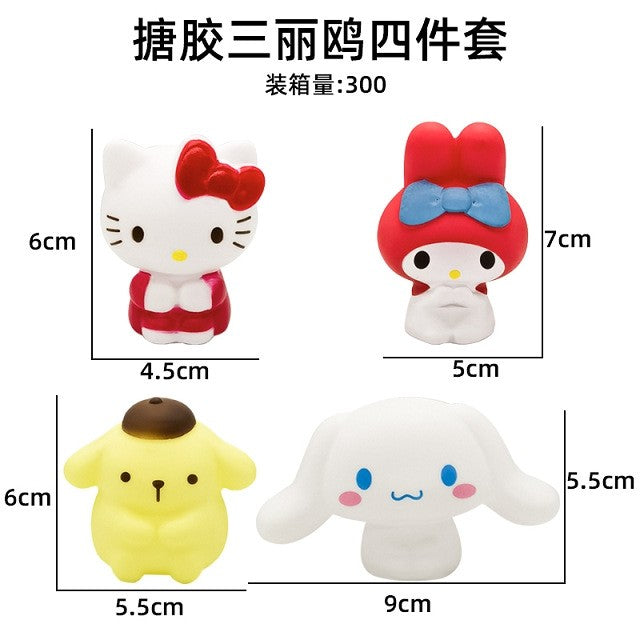 Kit com 5 peças - Sanrio Cinnamoroll, Figura de Anime Pochacco Kuromi Pom Pom Purin Hello Kitty, Bonecos de Ação Modelo My Melody, Presentes