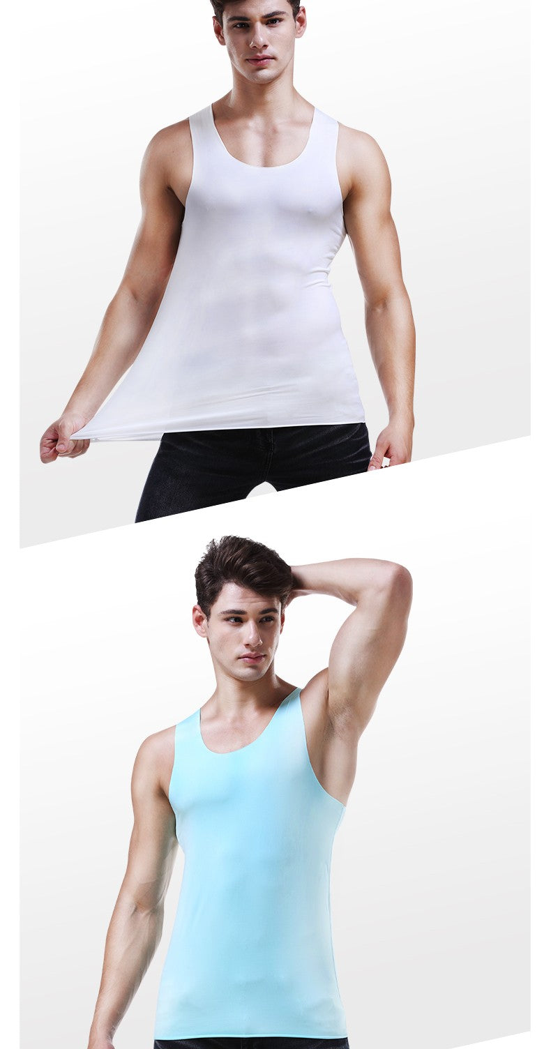 Men's vest Ice Silk seamless fitness summer slim-fit breathable underwear Youth sports hurdle sleeveless undershirt