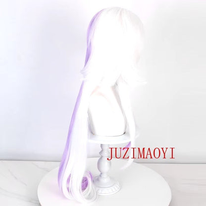 Anime Bungou Stray Dogs Cosplay Peruca Sigma Longa 100cm Branca Roxa Peruca Sigma Cabelo Sintético Resistente ao Calor + Touca de Peruca