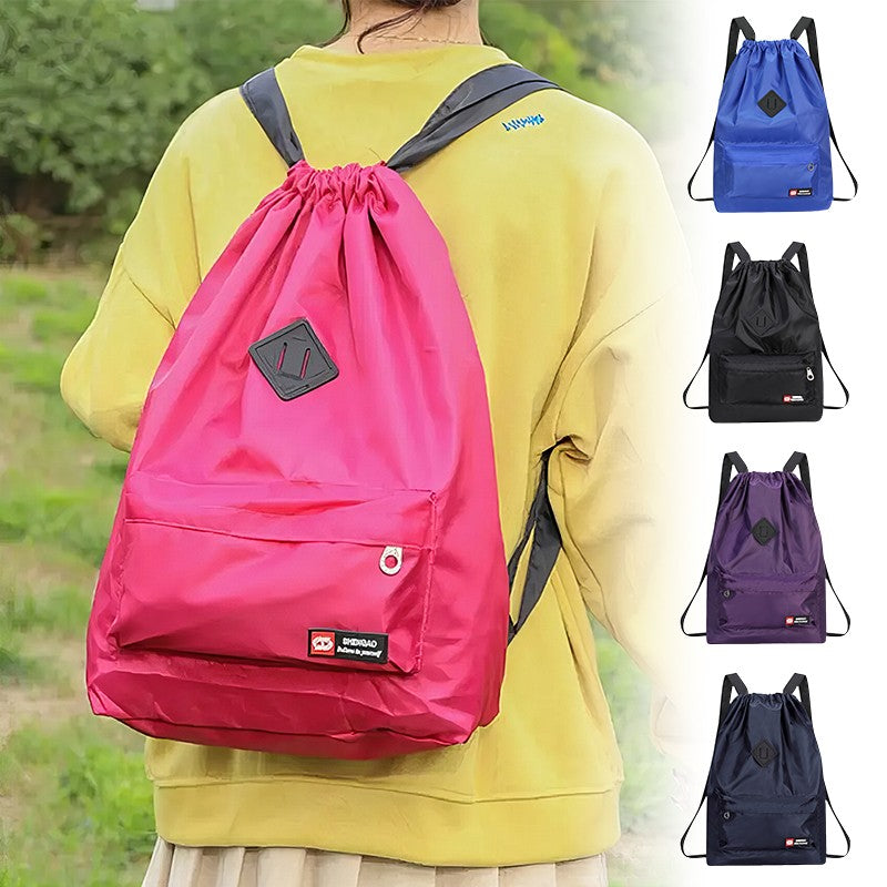 Mochila de Cordão Oxford para Exterior Unissex Bolsa Leve de Nylon Esportiva de Viagem de Grande Capacidade Versátil
