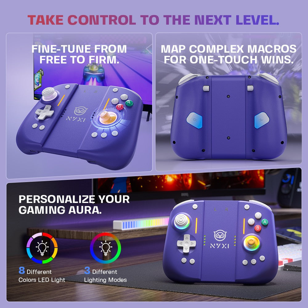 NYXI Hyperion 3 Hall Effect Controller No Drift, Full Mechanical Switches, 9-Axis Gyro, Magnetic Joypad for Nintendo Switch 2, Wireless Gamepad Purple