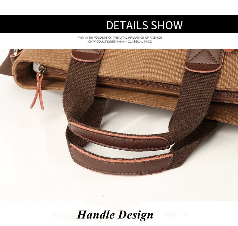 Men's Business Canvas Handbag Outdoor Crossbody Bag Men's Bag Shoulder Bag Student Casual Messenger Bag For Men Male Handbag
