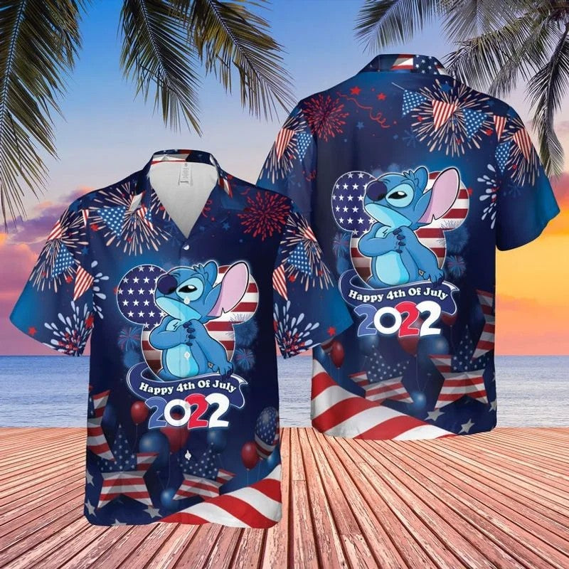 Miniso Stitch Hawaiian Shirts Vacation Shirts Men's Disney Hawaiian Shirts Casual Button Down Short Sleeve Shirt Vintage T-Shirt