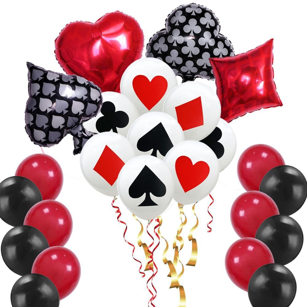 2/12PC 12/18Inch Poker Casino Latex balloon aluminum foil balloons Wedding Christmas Party Baby Shower Birthday Decoration