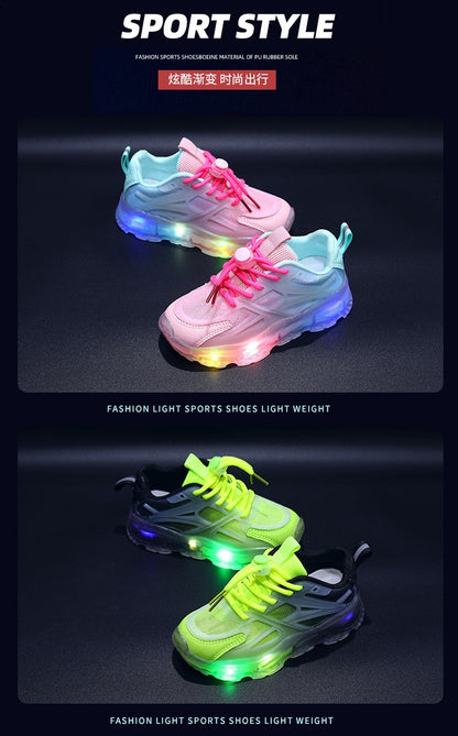 Summer Kid Sneakers New Fashion Light Up Boy Shoe Breathable Versatile Anti Slip Simple Sports Shoes Daily Classic Girl Shoes