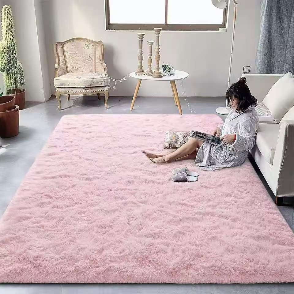VIKAMA Tie-dyed Fluffy Carpets For Living Room Decor Bedside Rug Warm Plush Floor Mats Children's Room Play Mats Furry Carpet