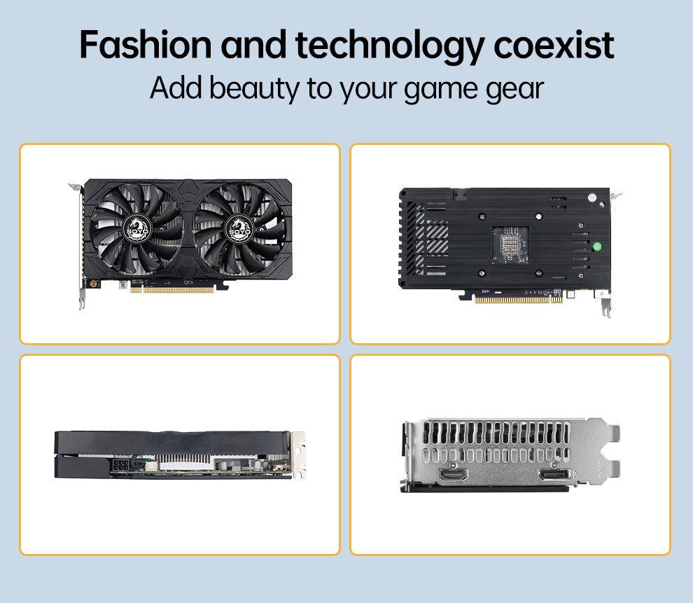 SOYO AMD Radeon RX6500XT 4G Graphics Card GDDR6 Video Memory Gaming Card HDMI-compatible DP Port Direx12 Desktop Computer