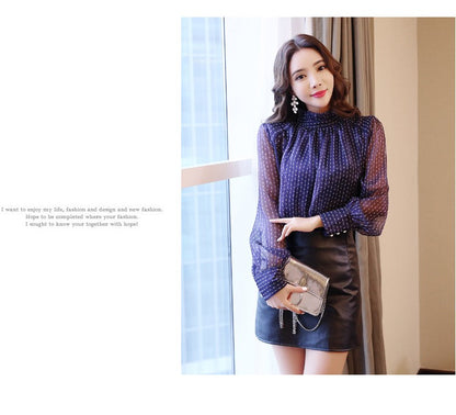 Long Sleeve Blouse Women Casual Striped Chiffon Blouse Shirt Fashion Women Blouses 2024 Top Female Blusa Feminina Women Tops A28