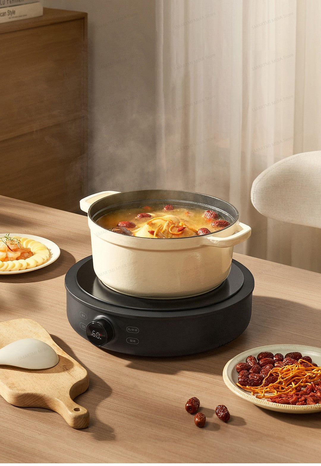 XIAOMI MIJIA Electric Ceramic Cooktop,10?Level Power With Child Safety Lock,Timer,2200W Induction Cooker,CN Version With Adapter