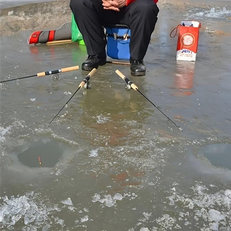1 vara de pesca no gelo em fibra de carbono ultraleve com cabo ergonômico macio e ponta de ação rápida - Design resistente similar à fibra de vidro