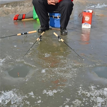 1 vara de pesca no gelo em fibra de carbono ultraleve com cabo ergonômico macio e ponta de ação rápida - Design resistente similar à fibra de vidro