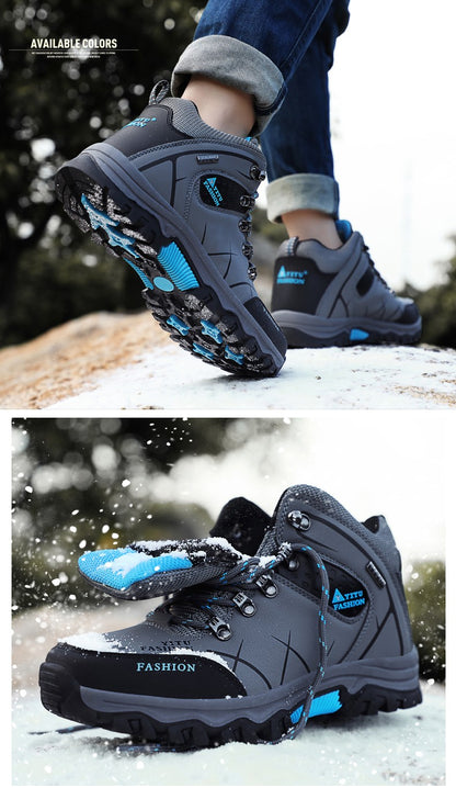 Botas de Neve Masculinas de Inverno Impermeáveis de Couro Tênis Super Quentes Botas Masculinas Botas de Caminhada ao Ar Livre Sapatos de Trabalho Tamanho 39-47