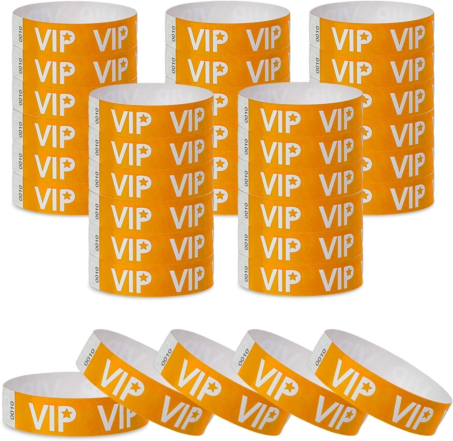500 VIP Yellow Waterproof Paper Wristbands Lightweight Festival Event Identification Bracelets Party Favors